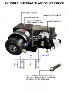 automatic equipment air collet chuck spindle holder through hole pneumatic chuck for high precision machine Flower stripper machine chuck