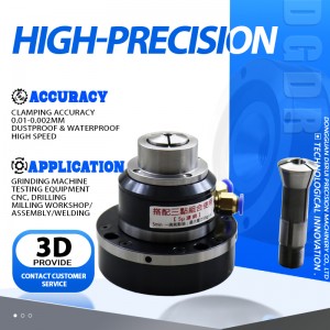 mini air collet chuck for 4th and 5th axis proceesing small air collet chuck high precision through hole pneumatic chuck for grinding machine testing equipment