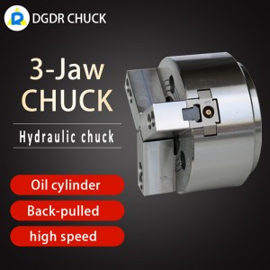 Through-hole hydraulic 3 jaws chuck for lathe oil cylinder back-pulled chuck pneumatic collet chuck 3jaw air chuck