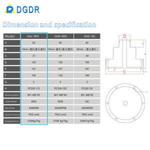 DGDR Pneumatic collet chuck GAL-W25 high precision grinding machine chuck CNC precision lathe detection equipment chuck