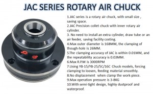 pneumatic colelt chuck JAC-25 milling machine using rotary chuck for CNC lathe and laser equipment chuck