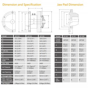 Taiwan precision JAP104 diaphragm type quick rotating chuck, touch pen thin piece pneumatic chuck