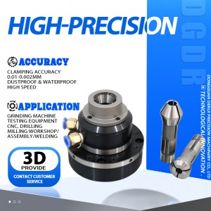 mini air collet chuck for 4th and 5th axis proceesing small air collet chuck high precision through hole pneumatic chuck for grinding machine testing equipment