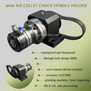 small air collet chuck spindle holder 8MM through hole grinding machine pneumatic chuck for small cnc lathe turning and cutting machine chuck