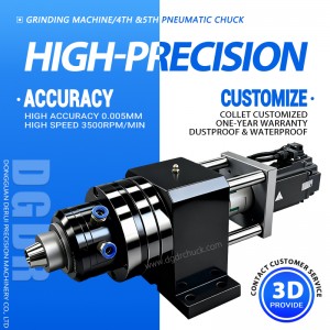 GAL-W25 Pneumatic rotary cylinder collet chuck, 4th and 5th axis air chuck grinding machine pneumatic chuck 0.005mm accuracy